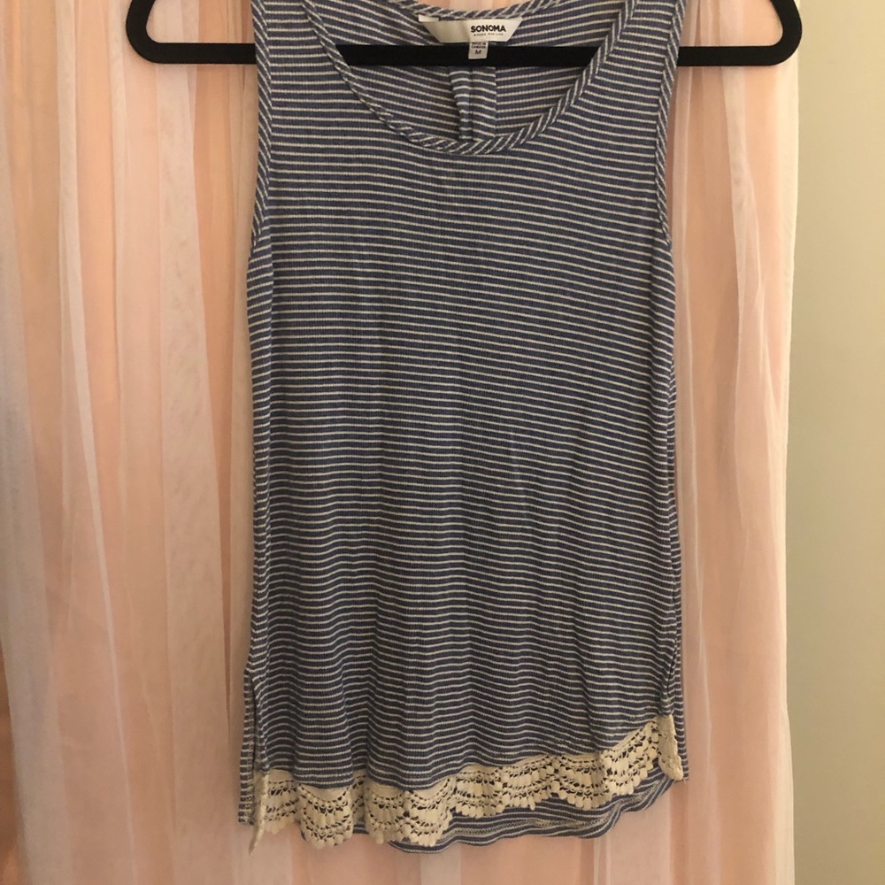 Blue and white tank